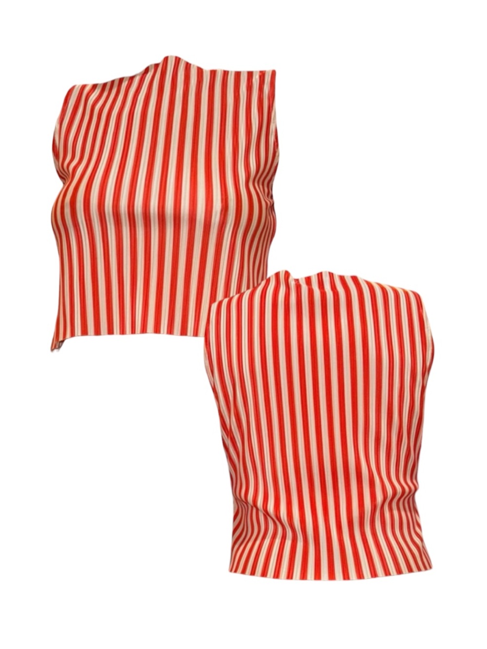 Topshop Vibrant Red and White Striped Crop Top